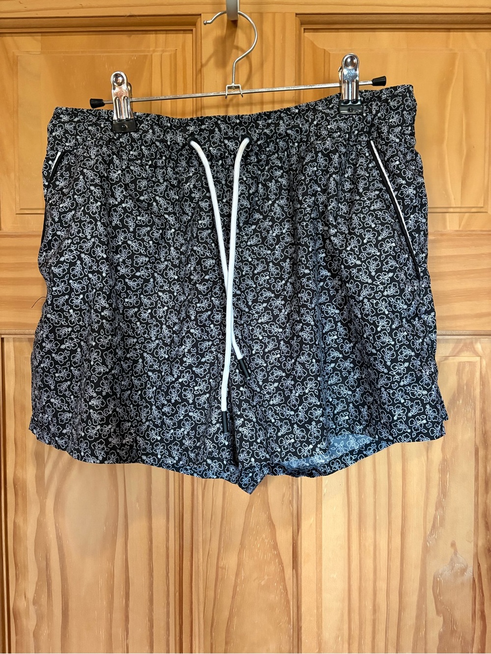 Simons Navy Blue Floral Drawstring Swim Trunks